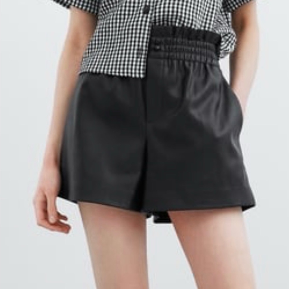 Zara Faux Leather Black High-Waisted Shorts M NWOT